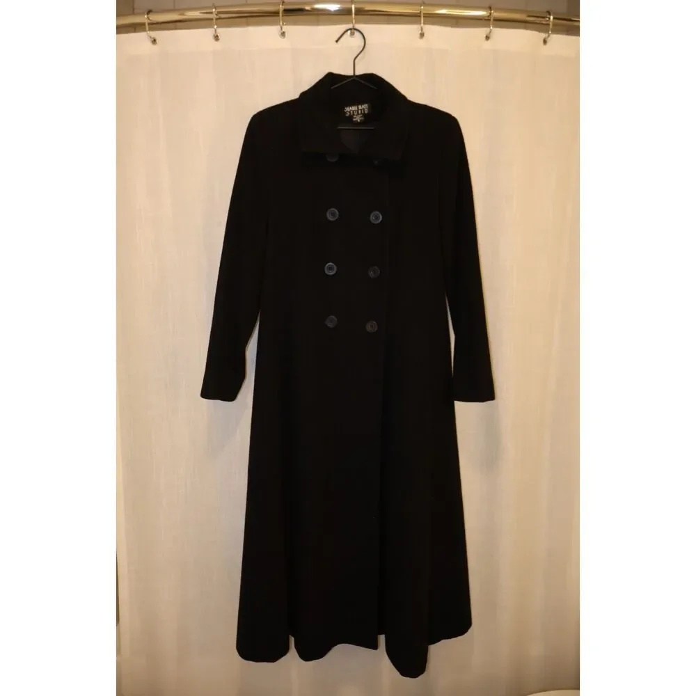 VINTAGE Cashmere Long Black Women's Coat SIZE 6 $500+ - Picture 2 of 13